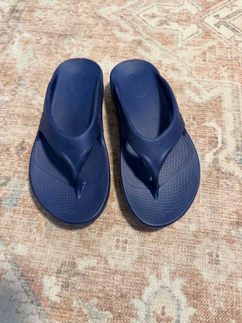 OOFOS Navy Blue Thong Sandals